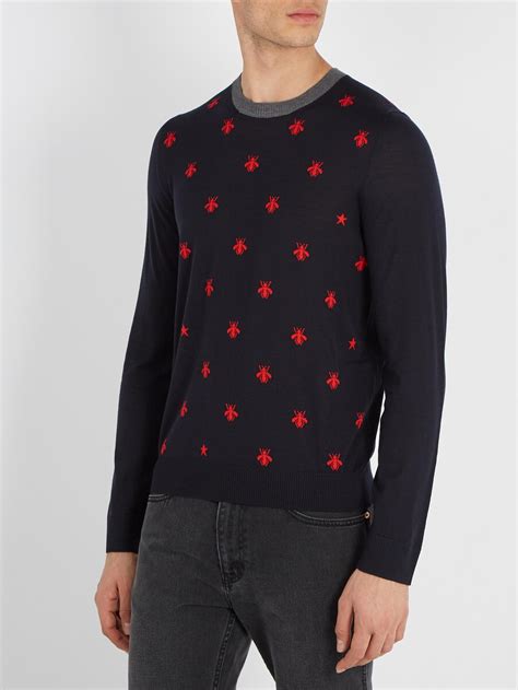 mens gucci sweater replica|gucci bee embroidered sweater.